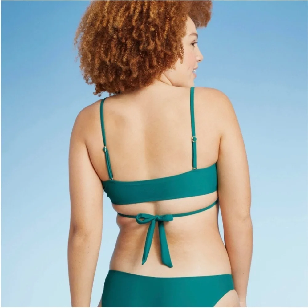 NWT Juniors' Wrap Front Bralette Bikini Top - Xhilaration Teal Green M (4-6)‎